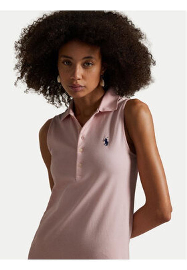 Polo Ralph Lauren Sukienka codzienna 211968292003 Różowy Regular Fit. Okazja: na co dzień. Typ kołnierza: polo. Kolor: różowy. Materiał: bawełna. Typ sukienki: proste. Styl: casual