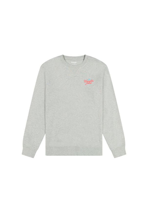 Wrangler - MĘSKA BLUZA WRANGLER SMALL GRAPHIC CREW MID GREY MEL 112371516