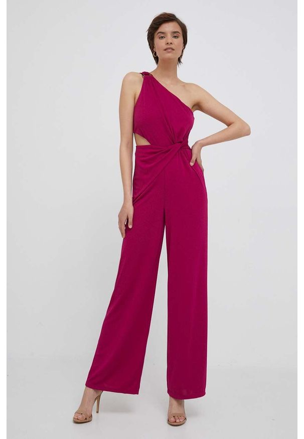 Lauren Ralph Lauren kombinezon kolor różowy z dekoltem okrągłym. Okazja: na co dzień. Kolor: różowy. Materiał: poliester. Styl: casual