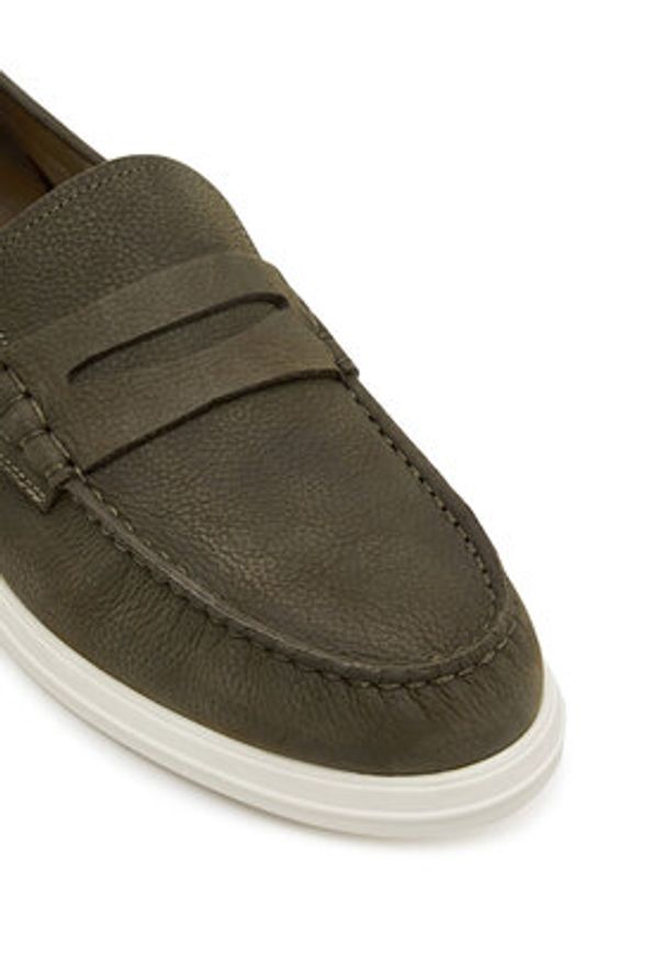 TOMMY HILFIGER - Tommy Hilfiger Mokasyny Nubuck P Loafer FM0FM05350 Khaki. Kolor: brązowy. Materiał: skóra, nubuk