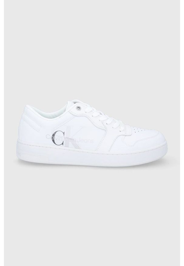 Calvin Klein Jeans buty kolor biały. Nosek buta: okrągły. Zapięcie: sznurówki. Kolor: biały. Materiał: guma