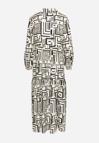 Born2be - Czarna Rozkloszowana Sukienka Koszulowa z Wiskozą w Geometryczny Wzór Alineria. Okazja: na co dzień. Kolor: czarny. Materiał: wiskoza. Wzór: geometria. Typ sukienki: koszulowe. Styl: klasyczny, casual, elegancki #2