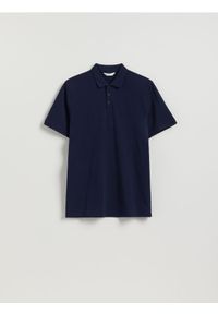 Reserved - Koszulka polo regular fit - granatowy. Typ kołnierza: polo. Kolor: niebieski. Materiał: bawełna, dzianina