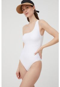 Max Mara Leisure strój kąpielowy kolor biały lekko usztywniona miseczka. Kolor: biały. Materiał: materiał, dzianina