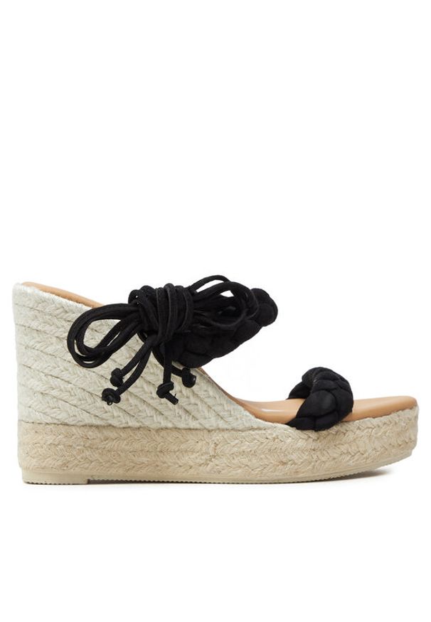 Manebi Espadryle Hamptons Two Braided Bands Wedge Espadrilles K 1.0 WE Czarny. Kolor: czarny. Materiał: skóra, zamsz