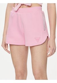 Guess Szorty materiałowe Kiara V4GD16 FL04P Różowy Regular Fit. Kolor: różowy. Materiał: syntetyk, bawełna