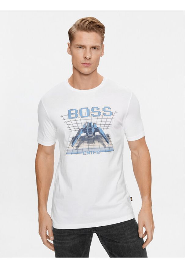BOSS - Boss T-Shirt Teenter 50503551 Beżowy Regular Fit. Kolor: beżowy. Materiał: bawełna