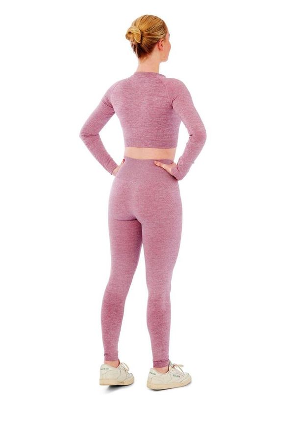XTREME SOCKSWEAR - Damski zestaw sportowy Xtreme - legginsy sportowe + sportowy Croptop - Różowy. Kolor: różowy. Sport: fitness