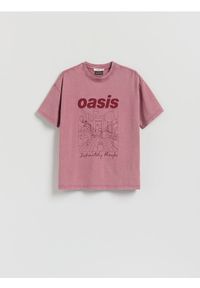 Reserved - T-shirt Oasis - brudny róż. Kolor: różowy. Materiał: bawełna, dzianina