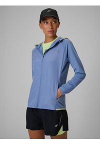 4f - 4F Bluza do biegania regular z kapturem damska - niebieska L. Typ kołnierza: kaptur. Kolor: niebieski. Długość: długie #1