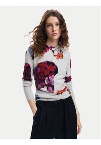 Desigual Sweter Maxflower 24WWJF53 Szary Regular Fit. Kolor: szary. Materiał: syntetyk #1