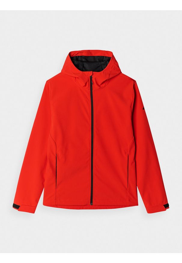 4f - 4F Kurtka softshell wiatroodporna membrana 5000 męska - czerwona XL. Typ kołnierza: kaptur. Kolor: czerwony. Materiał: softshell. Technologia: Windstopper. Sezon: zima