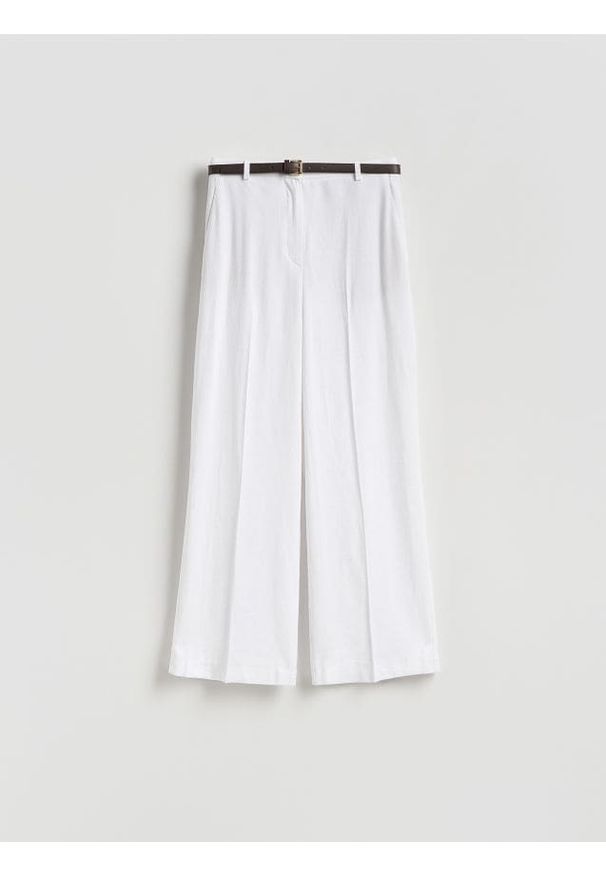 Reserved - Spodnie z modalem - biały. Kolor: biały. Materiał: tkanina