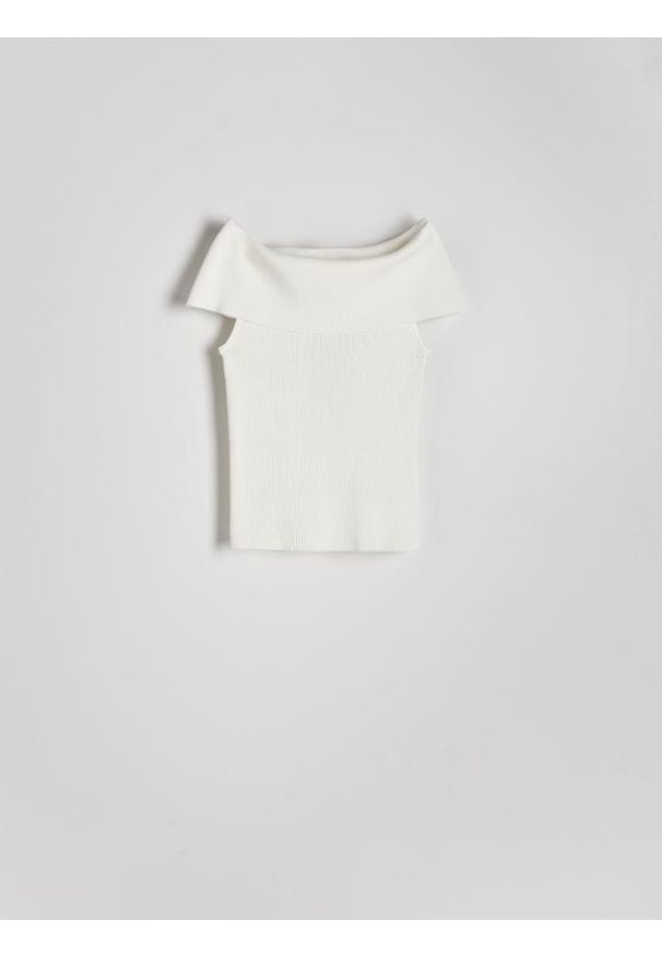 Reserved - Dzianinowa bluzka z wiskozą - złamana biel. Materiał: dzianina, wiskoza