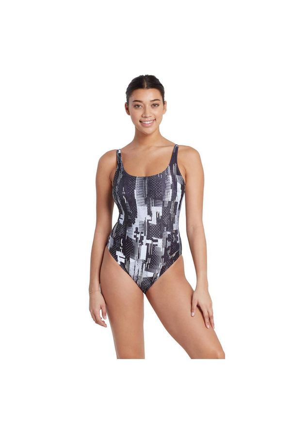 ZOGGS - Zoggs Shimmer Sleekback Swimsuit - Rozmiar 38. Kolor: szary. Wzór: nadruk
