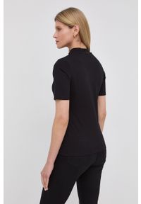 Hugo - HUGO t-shirt damski kolor czarny. Kolor: czarny. Materiał: bawełna, dzianina. Wzór: gładki #3