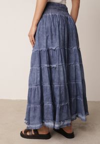 Born2be - Niebieska Spódnica z Bawełny z Wysokim Stanem Stylizowana na Jeansową Ealread. Okazja: do pracy, na co dzień, na spacer. Stan: podwyższony. Kolor: niebieski. Materiał: bawełna, jeans. Wzór: gładki. Styl: elegancki, casual #7