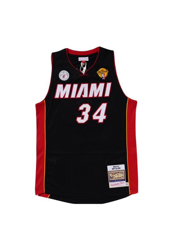 Mitchell & Ness - Koszulka NBA Miami Heat Authentic Ray Allen Road Finals 2012/13. Kolor: czarny. Materiał: poliester. Sport: koszykówka