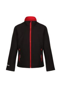 Regatta - Kurtka Softshellowa Dziecięca 2 Warstwy. Kolor: czerwony, wielokolorowy, czarny. Materiał: softshell. Styl: sportowy #1