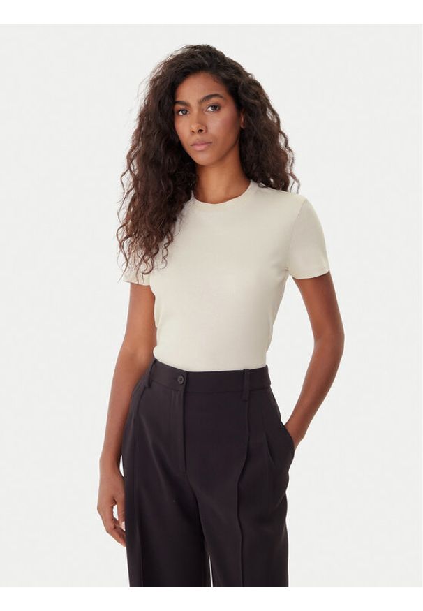 Calvin Klein T-Shirt LV044C216G Écru Regular Fit. Materiał: bawełna