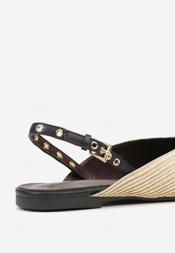 Born2be - Beżowe Sandały Ozdobione Plecionką i Aplikacjami Hellia. Okazja: na co dzień. Zapięcie: sprzączka. Kolor: beżowy. Materiał: jeans. Wzór: aplikacja. Sezon: lato. Styl: elegancki, klasyczny, casual