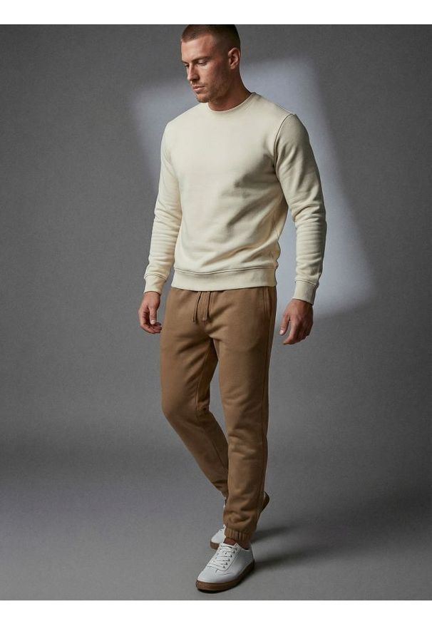 Sinsay - Spodnie dresowe jogger - brązowy. Kolor: brązowy. Materiał: dresówka