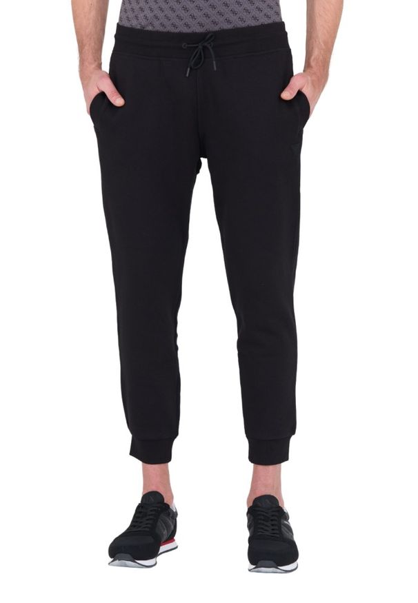 Guess - GUESS Czarne męskie spodnie dresowe Aldwin, Rozmiar XXL. Kolor: czarny. Materiał: dresówka