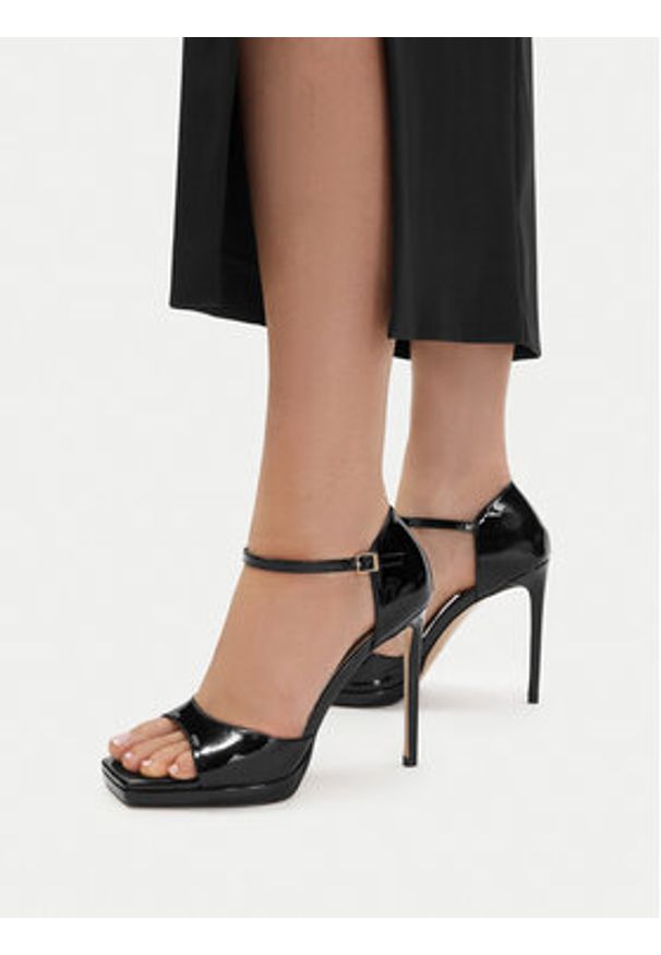 Eva Minge Sandały EO-VIOLET-LT2521-3-1 Czarny. Kolor: czarny. Materiał: skóra, lakier