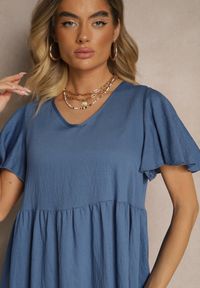 Renee - Niebieska Wiskozowa Sukienka Rozkloszowana Natonia. Okazja: na co dzień. Kolor: niebieski. Materiał: wiskoza. Styl: casual #5