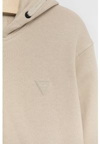 Guess bluza dziecięca kolor beżowy z kapturem gładka. Okazja: na co dzień. Typ kołnierza: kaptur. Kolor: beżowy. Materiał: bawełna. Wzór: gładki. Styl: casual #2