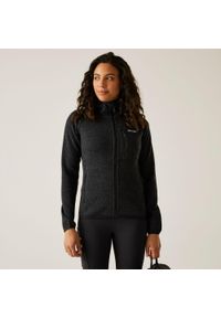 Regatta - Polar damski rozsuwany z kapturem Newhill. Typ kołnierza: kaptur. Kolor: czarny. Materiał: polar. Wzór: melanż. Sport: turystyka piesza #1