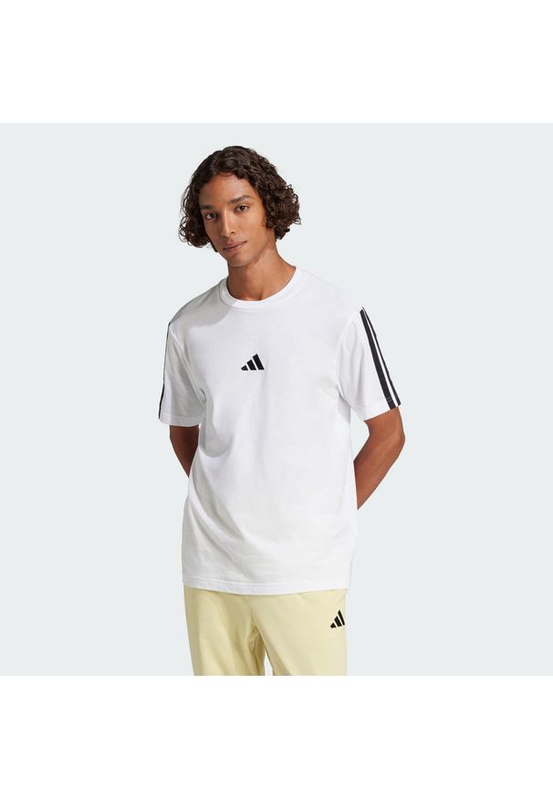 Adidas - Koszulka Essentials 3-Stripes Single. Kolor: biały, czarny, wielokolorowy. Materiał: bawełna. Sport: fitness