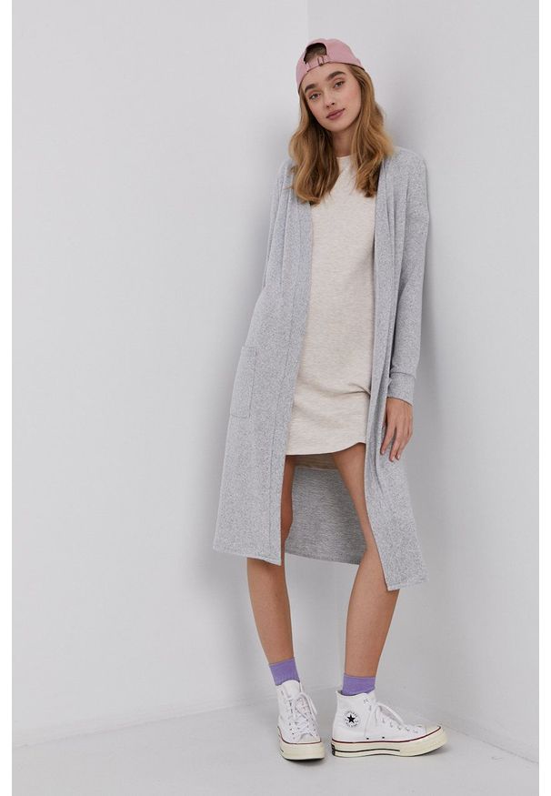 Noisy may - Noisy May - Kardigan. Okazja: na co dzień. Kolor: szary. Materiał: dzianina. Długość rękawa: długi rękaw. Długość: długie. Styl: casual