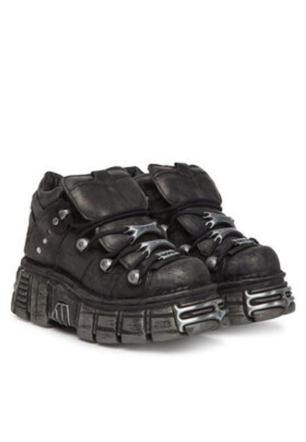 NEW ROCK Sneakersy M-106NC-C1 Czarny. Kolor: czarny. Materiał: skóra