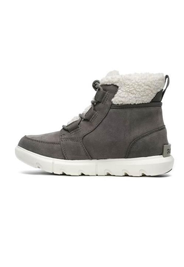 sorel - Buty do chodzenia damskie Sorel Explorer II Carnival Cozy WP. Wysokość cholewki: za kostkę. Zapięcie: sznurówki. Kolor: szary. Materiał: zamsz, skóra. Szerokość cholewki: normalna. Sport: turystyka piesza