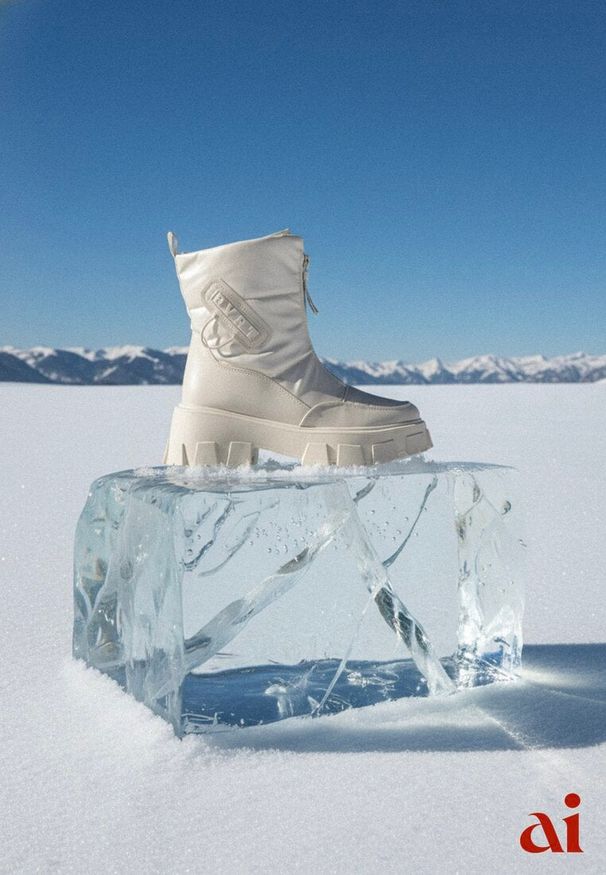 Renee - Beżowe Śniegowce z Ekoskóry z Ozdobnym Suwakiem i Napisem Veneria. Okazja: na co dzień. Kolor: beżowy. Materiał: skóra, jeans. Wzór: napisy. Styl: casual