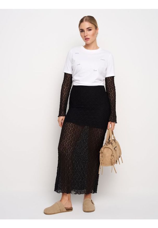 Sinsay - Koszulka z krótkim rękawem - biały. Kolor: biały. Długość rękawa: krótki rękaw. Długość: krótkie