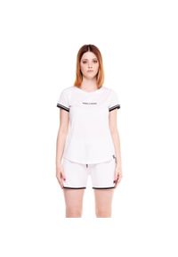 LEONE 1947 APPAREL - Damski T-shirt z modalu w kolorze czarno-białym. Kolor: biały. Materiał: tkanina. Sport: fitness
