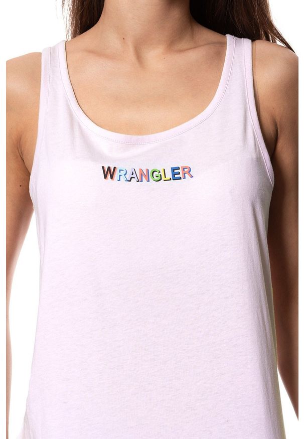 Wrangler - WRANGLER T SHIRT DAMSKI TANK LAVENDER FOG W7387EVVW 112131062. Długość rękawa: na ramiączkach. Wzór: kolorowy
