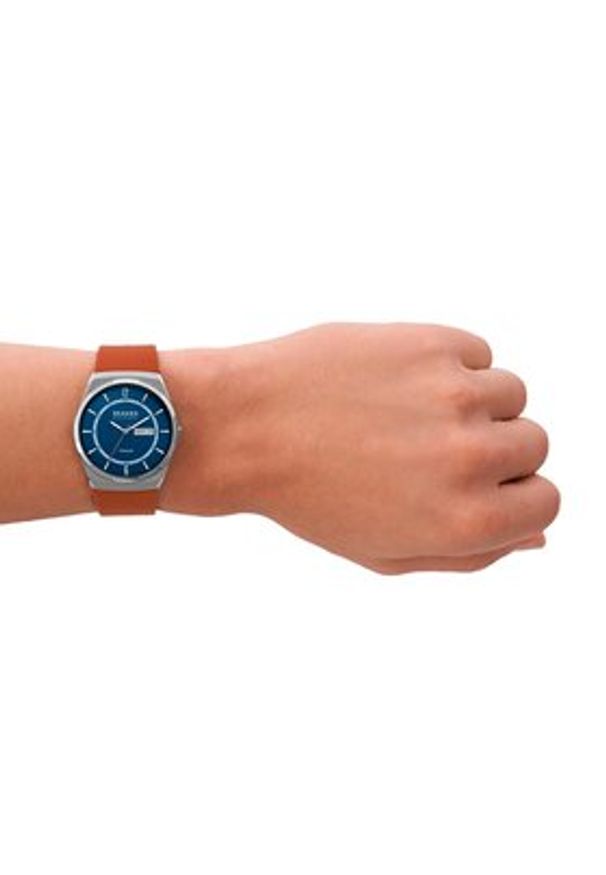 Skagen Zegarek Melbye Titanium SKW6906 Brązowy. Kolor: brązowy. Materiał: skóra