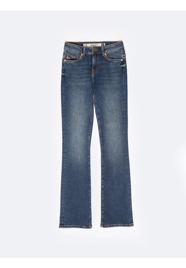 Big-Star - Jeansy damskie granatowe Adela Bootcut 536. Okazja: na co dzień. Stan: podwyższony. Kolor: niebieski. Styl: retro, klasyczny, casual