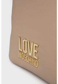 Love Moschino Plecak damski kolor beżowy mały z aplikacją. Kolor: beżowy. Wzór: aplikacja #4