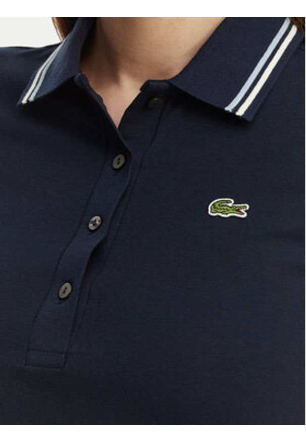Lacoste Polo DF5284 Granatowy Slim Fit. Typ kołnierza: polo. Kolor: niebieski. Materiał: bawełna