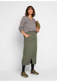 bonprix - Shirt z długim rękawem, dekoltem henley i nadrukiem. Typ kołnierza: typu henley. Kolor: zielony. Materiał: jersey. Długość rękawa: długi rękaw. Długość: długie. Wzór: nadruk #3
