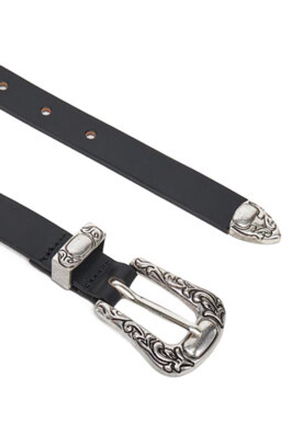 only - ONLY Pasek Damski Onlty Slim Leather Wester Jeans Belt Acc 15338269 Czarny. Kolor: czarny. Materiał: skóra
