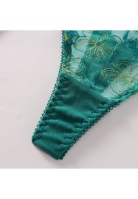 Intica - Komplet koronkowej bielizny z pasem na specjalne okazje Delia. Kolor: zielony. Materiał: koronka. Wzór: koronka #7