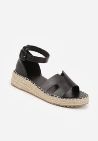 Born2be - Czarne Sandały VICES na Grubej Plecionej Podeszwie Meztora. Okazja: na co dzień. Zapięcie: sprzączka. Kolor: czarny. Wzór: ażurowy. Sezon: lato. Styl: casual, klasyczny, elegancki #2