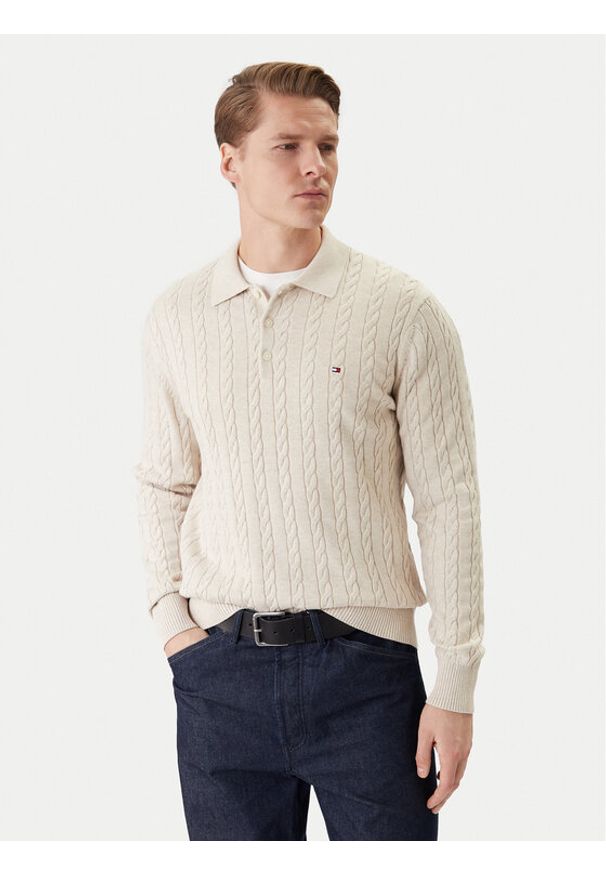 TOMMY HILFIGER - Tommy Hilfiger Sweter Classic MW0MW41955 Beżowy Regular Fit. Kolor: beżowy. Materiał: bawełna