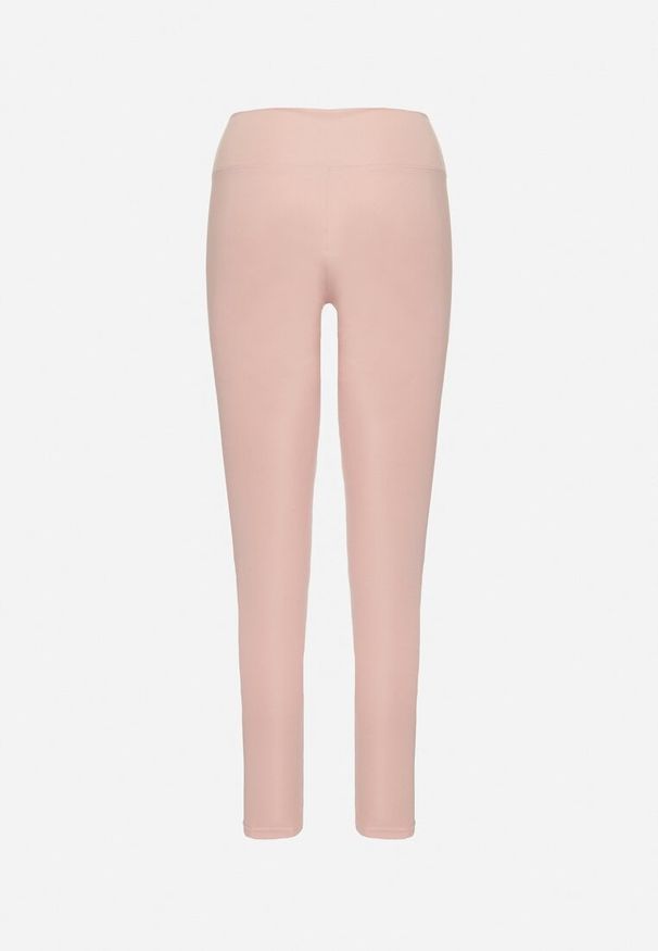 Born2be - Różowe Legginsy z Wysokim Stanem i Gumką w Pasie Bloelia. Stan: podwyższony. Kolor: różowy. Wzór: gładki