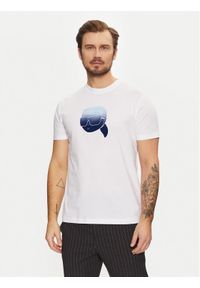 Karl Lagerfeld - KARL LAGERFELD T-Shirt 755426 551242 Biały Regular Fit. Typ kołnierza: dekolt w karo. Kolor: biały. Materiał: bawełna #1